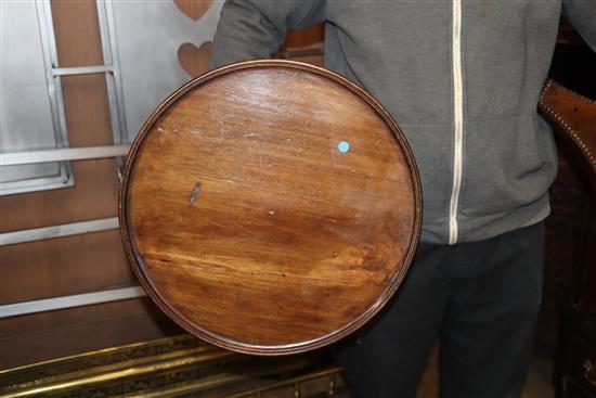 A pair of William IV circular rosewood and mahogany wine tables (altered) H.60cm